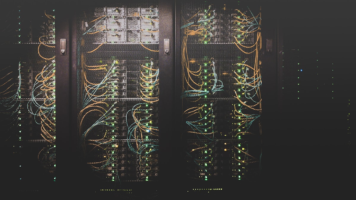 Racks of servers in a data centre